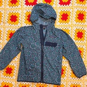 Patagonia Baggies Jacket Zip Front Hooded Tropical Bloom New Navy Girls L 12